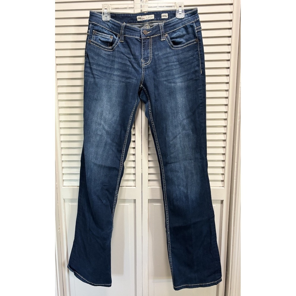 BKE Denim Payton Dark Bootcut Jeans Pockets Embroidered Size 30XL Low Rise